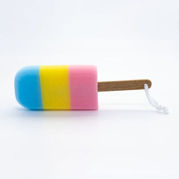 Rainbow Bath Brush Ice Cream Shaped Stick Bathing Body Brush Sponges